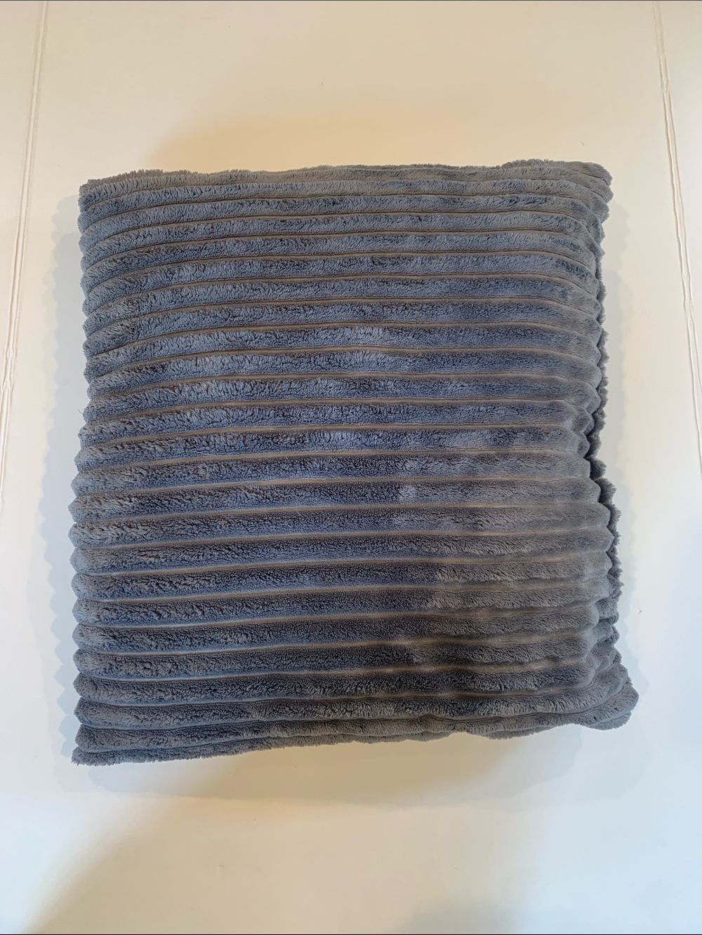Plush Ribbed Fleece Gray Large Accent Throw Pillow 19 Inches